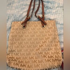 Michael Kors Tan and Brown Signature Tote